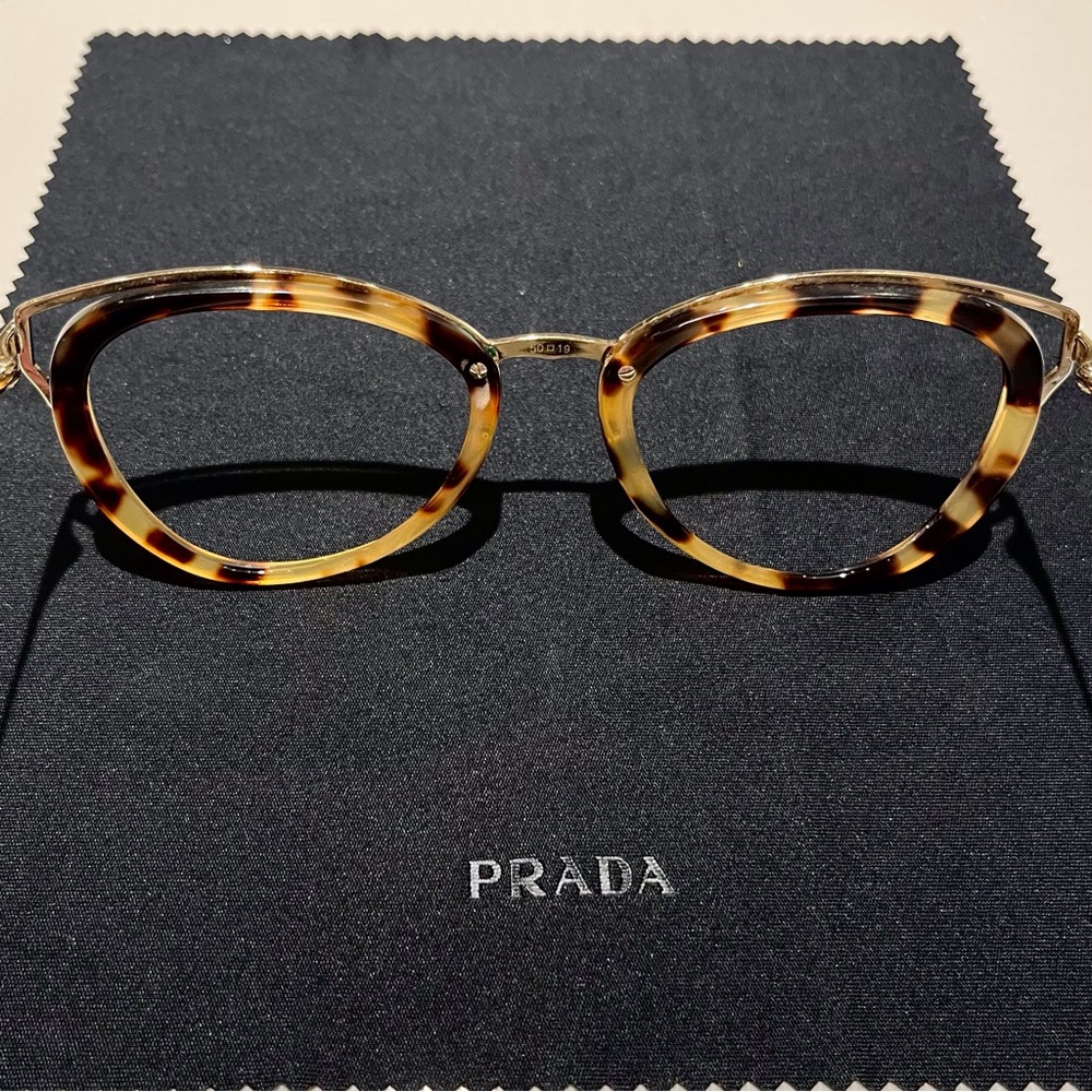 Prada Tortoiseshell Cat-Eye Glasses Used No Lens - Picture 3 of 11